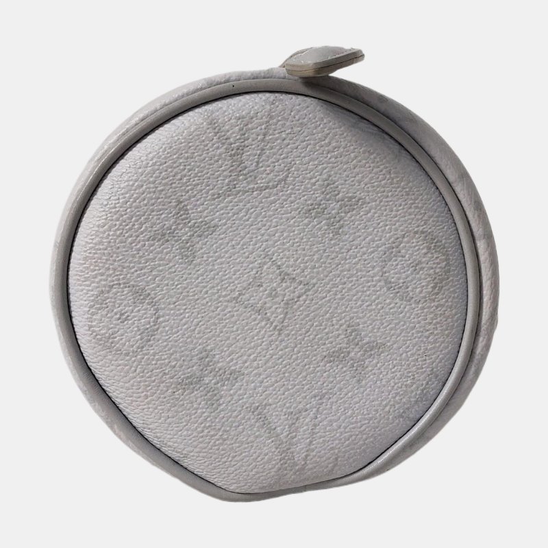 LOUIS VUITTON CHALK 灰色塗層帆布老花斜背包單肩包 銀色五金-5