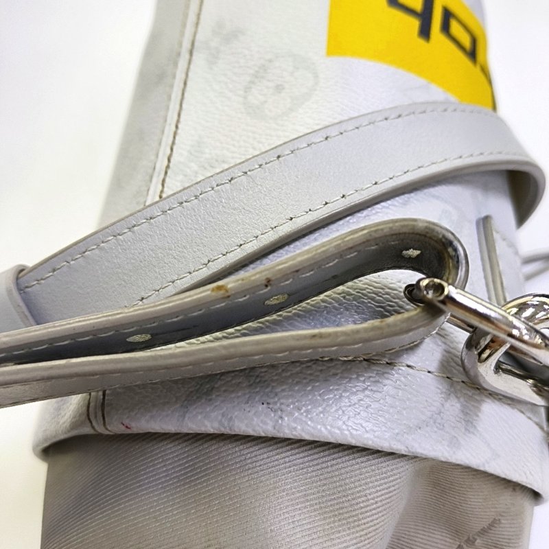 LOUIS VUITTON CHALK 灰色塗層帆布老花斜背包單肩包 銀色五金-13