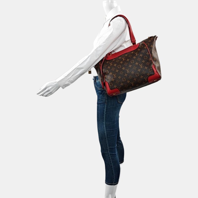 LOUIS VUITTON ESTRELA 棕色塗層帆布老花單肩包手提包 金色五金-1