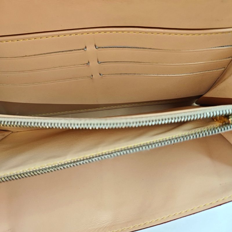 LOUIS VUITTON PORTE MONNAIE 白三彩塗層帆布老花皮夾 金色五金-7