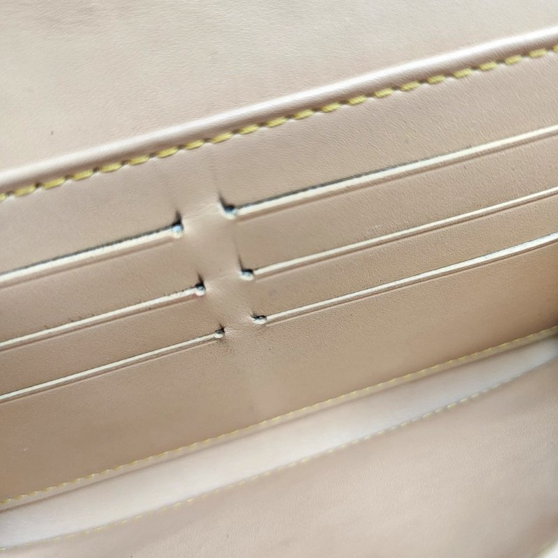 LOUIS VUITTON PORTE MONNAIE 白三彩塗層帆布老花皮夾 金色五金-14