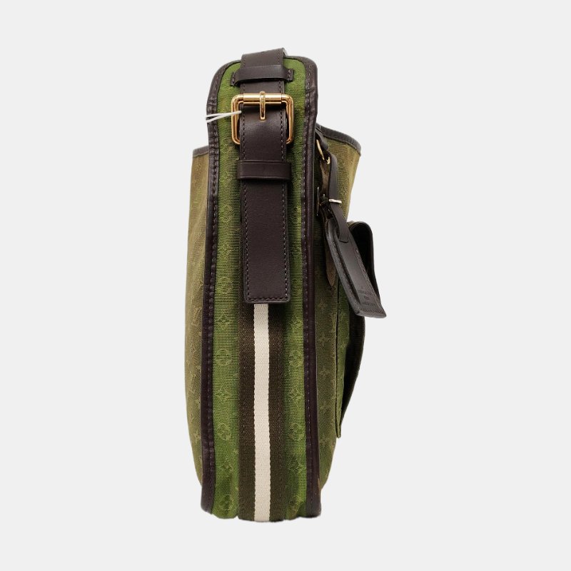 LOUIS VUITTON MARY KATE 綠色帆布 老花斜背包單肩包 金色五金-3