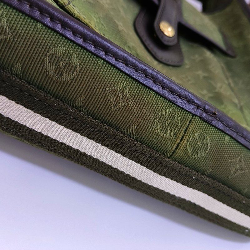 LOUIS VUITTON MARY KATE 綠色帆布 老花斜背包單肩包 金色五金-14