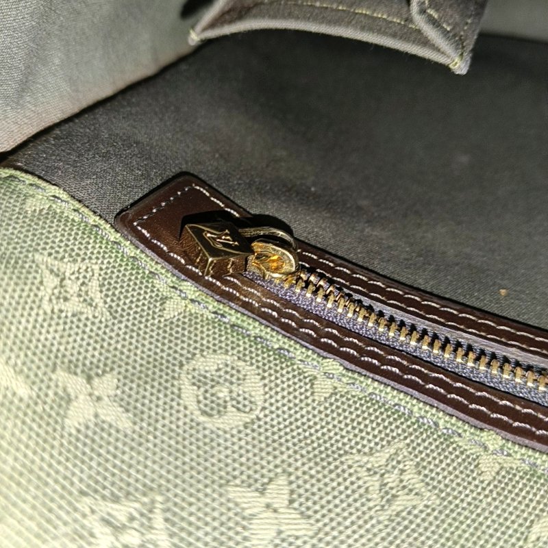 LOUIS VUITTON MARY KATE 綠色帆布 老花斜背包單肩包 金色五金-15