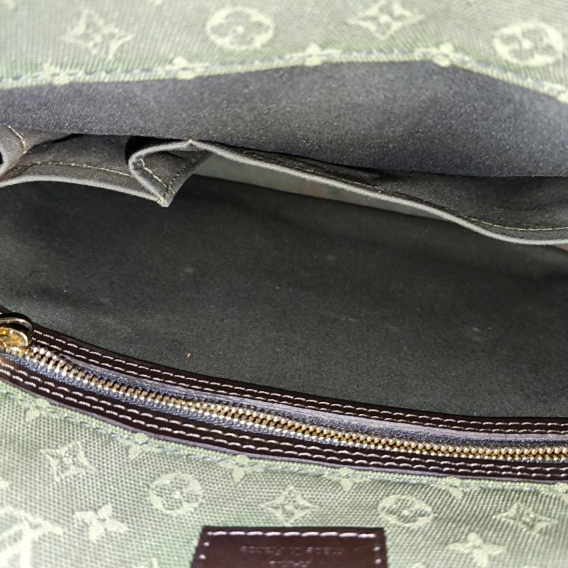 LOUIS VUITTON MARY KATE 綠色帆布 老花斜背包單肩包 金色五金-16