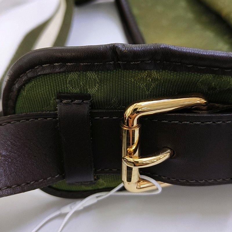 LOUIS VUITTON MARY KATE 綠色帆布 老花斜背包單肩包 金色五金-18