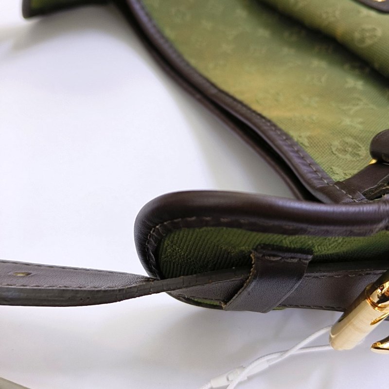 LOUIS VUITTON MARY KATE 綠色帆布 老花斜背包單肩包 金色五金-19