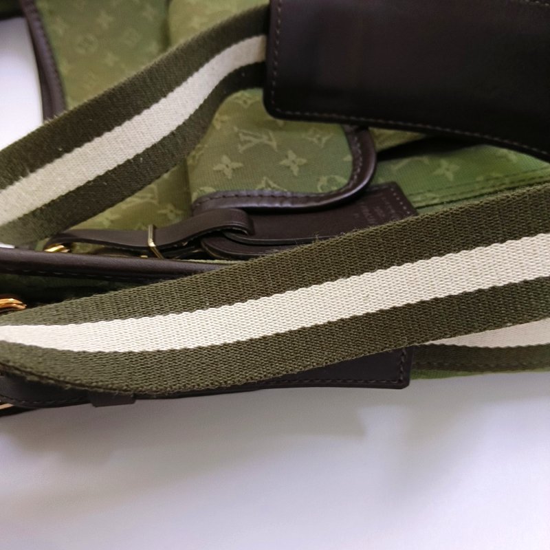 LOUIS VUITTON MARY KATE 綠色帆布 老花斜背包單肩包 金色五金-20