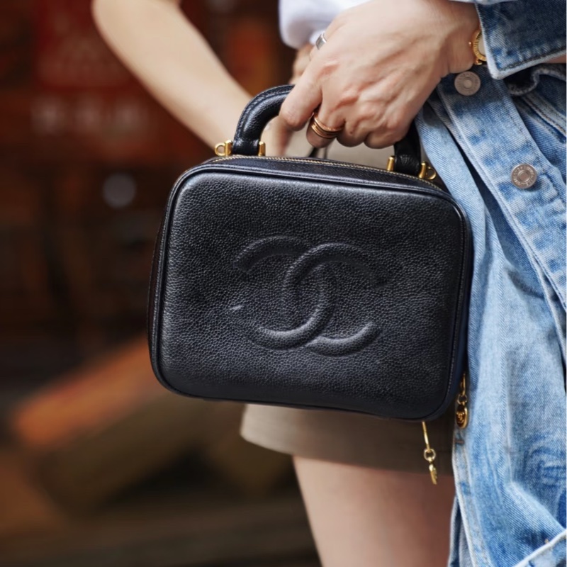 Chanel vintage vanity case 手提化妝包 醫生包 盒子包 魚子醬-0
