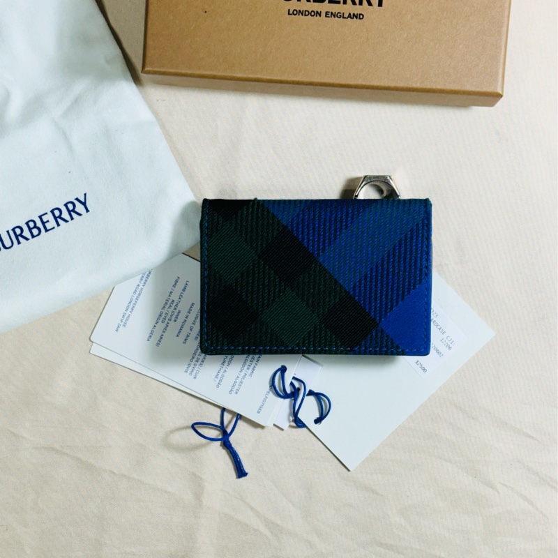 🎁全新盒裝 2024新款 Burberry 巴寶莉 騎士藍格紋 卡包/名片夾/卡夾-0