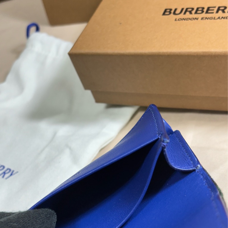 🎁全新盒裝 2024新款 Burberry 巴寶莉 騎士藍格紋 卡包/名片夾/卡夾-6