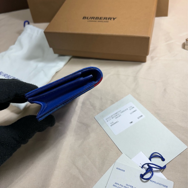 🎁全新盒裝 2024新款 Burberry 巴寶莉 騎士藍格紋 卡包/名片夾/卡夾-7