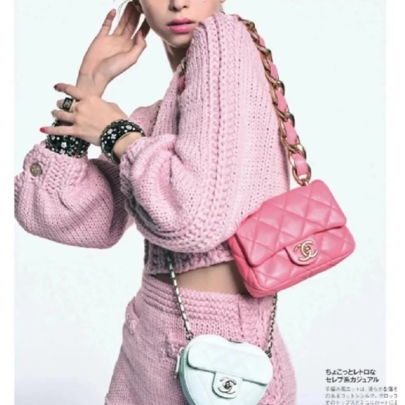 Chanel 22s 粗鍊腋下包 粉色 雜誌款-16