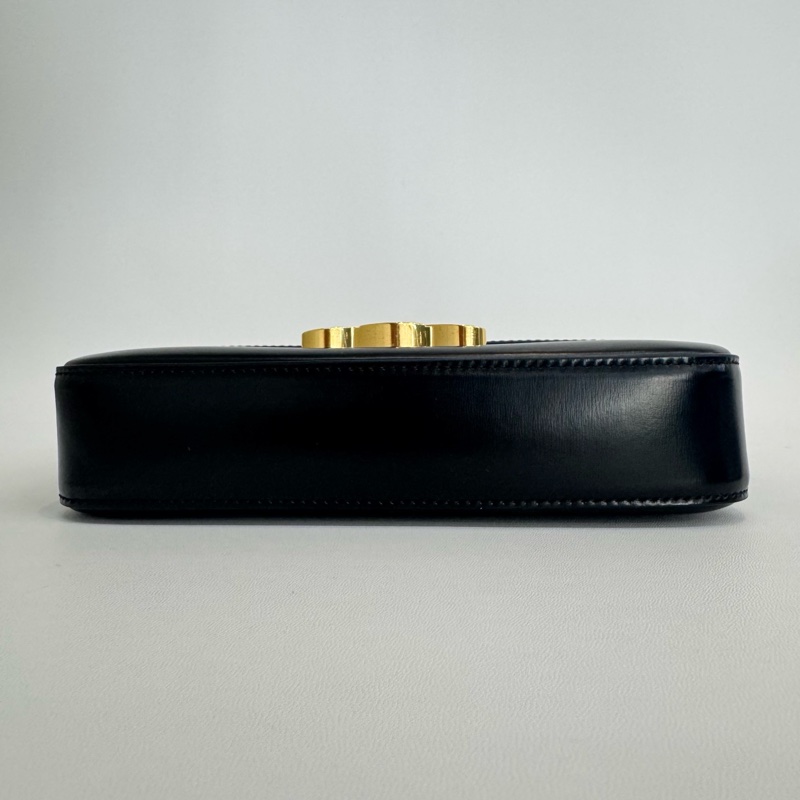 Celine TRIOMPHE 凱旋門 亮澤牛皮革 黑色金扣 肩背包 斜背包-4