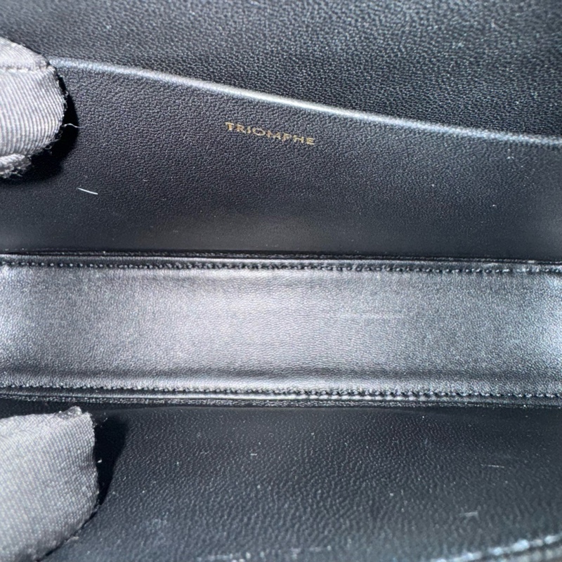 Celine TRIOMPHE 凱旋門 亮澤牛皮革 黑色金扣 肩背包 斜背包-7