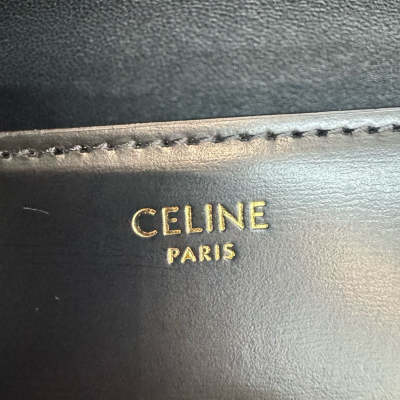 Celine TRIOMPHE 凱旋門 亮澤牛皮革 黑色金扣 肩背包 斜背包-8
