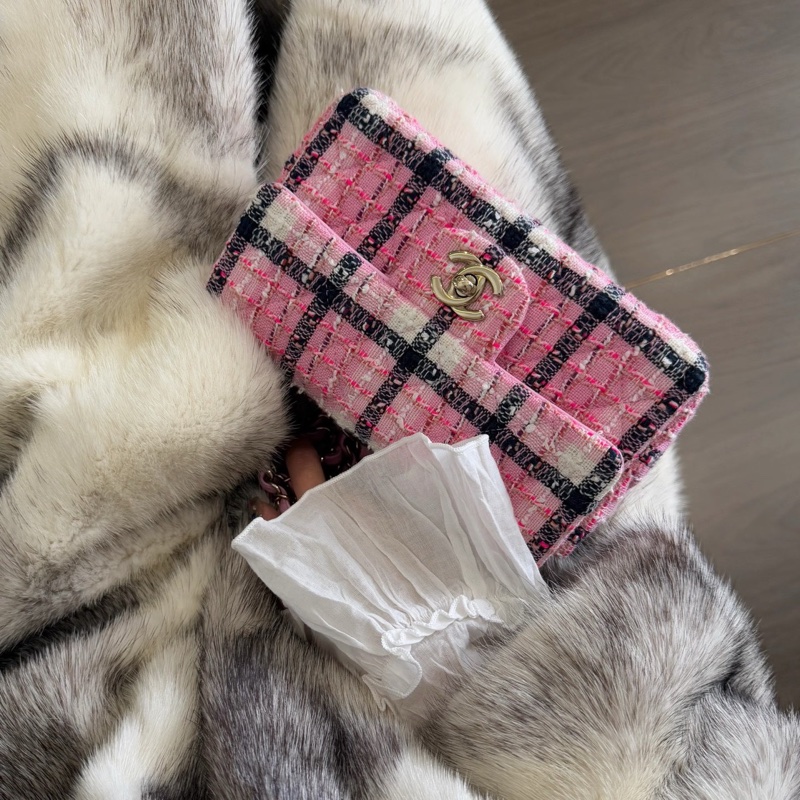 Chanel minicoco CF20 粉色毛呢款 24S-0