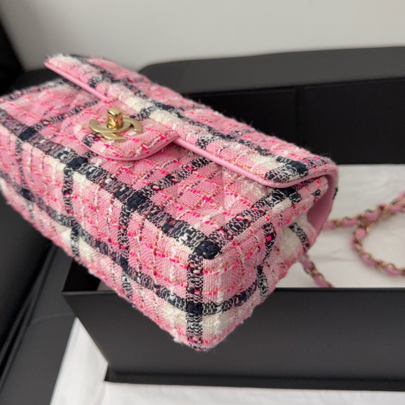 Chanel minicoco CF20 粉色毛呢款 24S-12