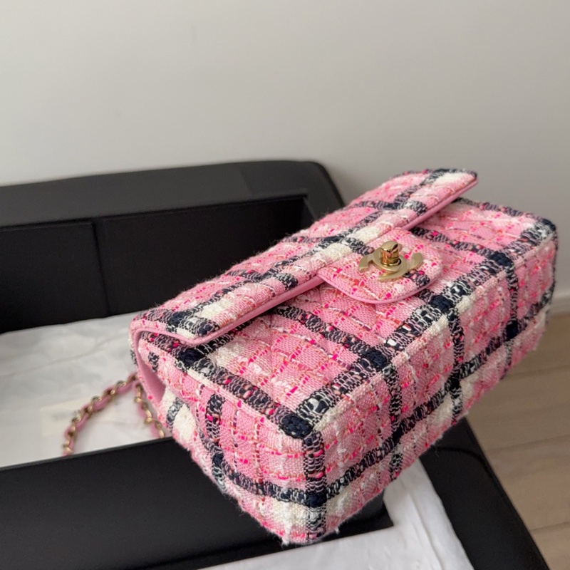 Chanel minicoco CF20 粉色毛呢款 24S-13