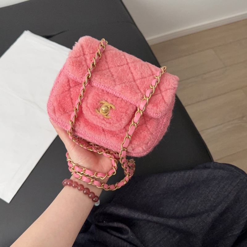 Chanel 方胖 CF17 粉色毛呢 「稀有限量款」 毛絨絨方胖-1