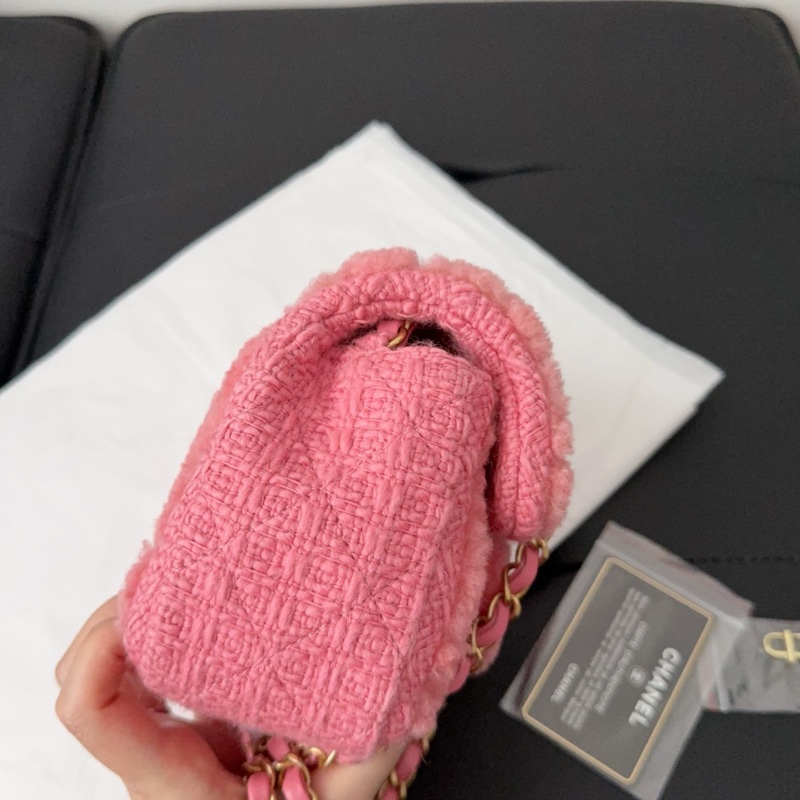 Chanel 方胖 CF17 粉色毛呢 「稀有限量款」 毛絨絨方胖-3