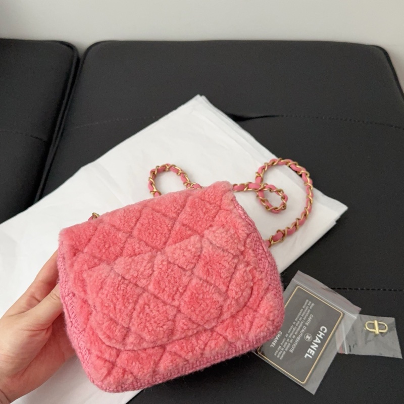 Chanel 方胖 CF17 粉色毛呢 「稀有限量款」 毛絨絨方胖-4