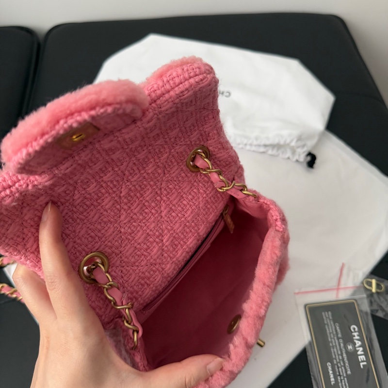 Chanel 方胖 CF17 粉色毛呢 「稀有限量款」 毛絨絨方胖-8