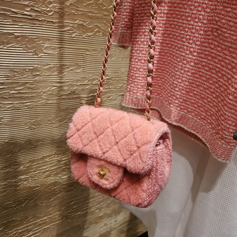 Chanel 方胖 CF17 粉色毛呢 「稀有限量款」 毛絨絨方胖-11