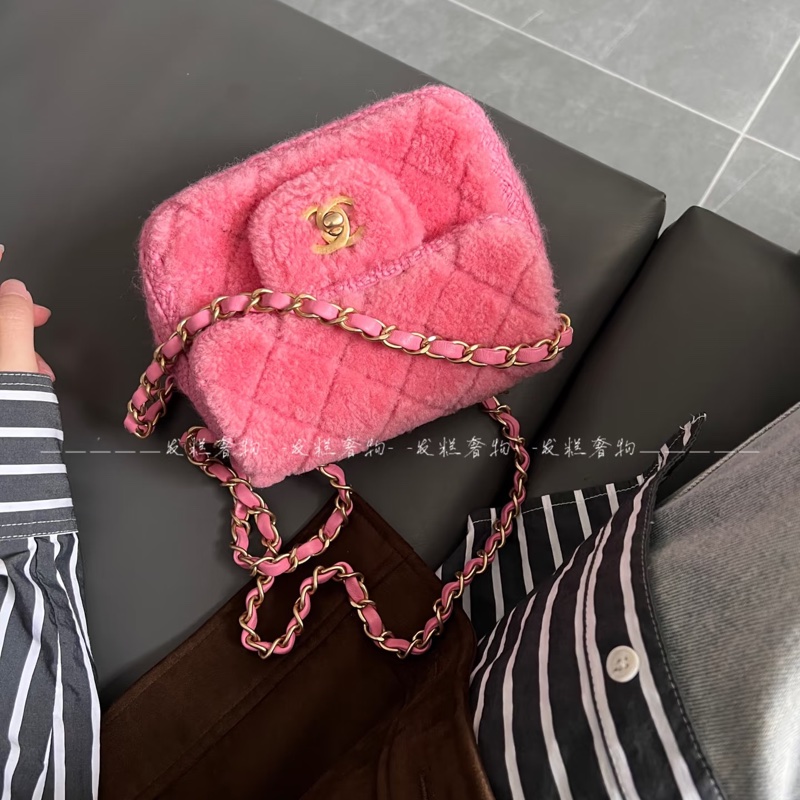 Chanel 方胖 CF17 粉色毛呢 「稀有限量款」 毛絨絨方胖-12