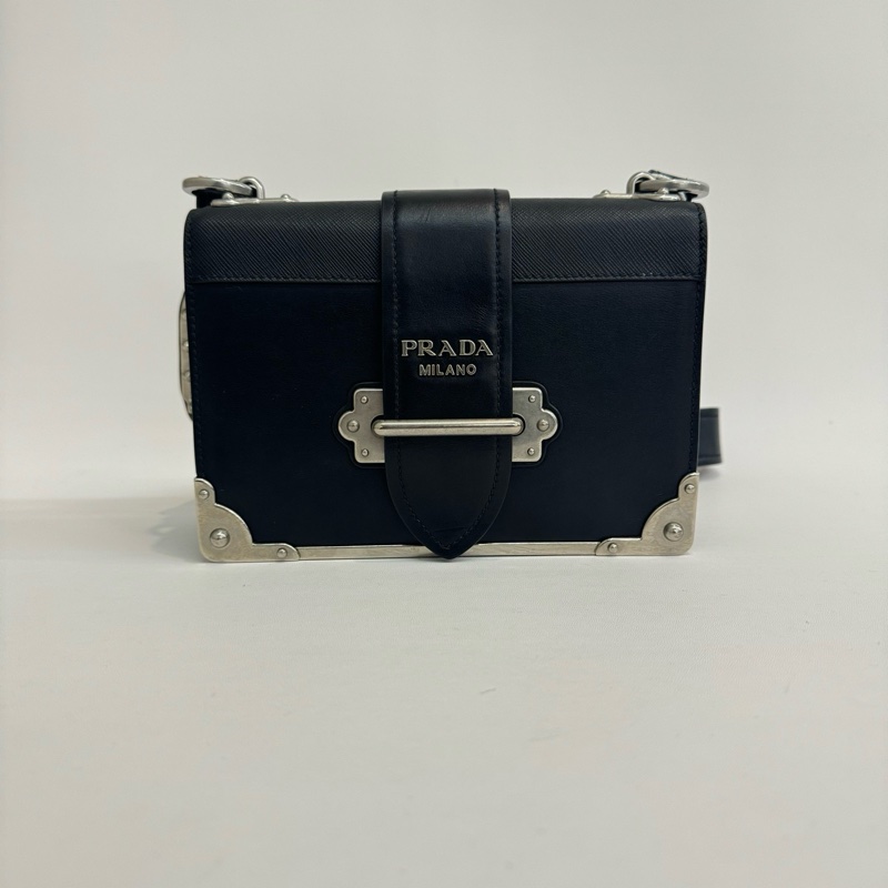 Prada Cahier 黑色牛皮斜背包肩背包-0
