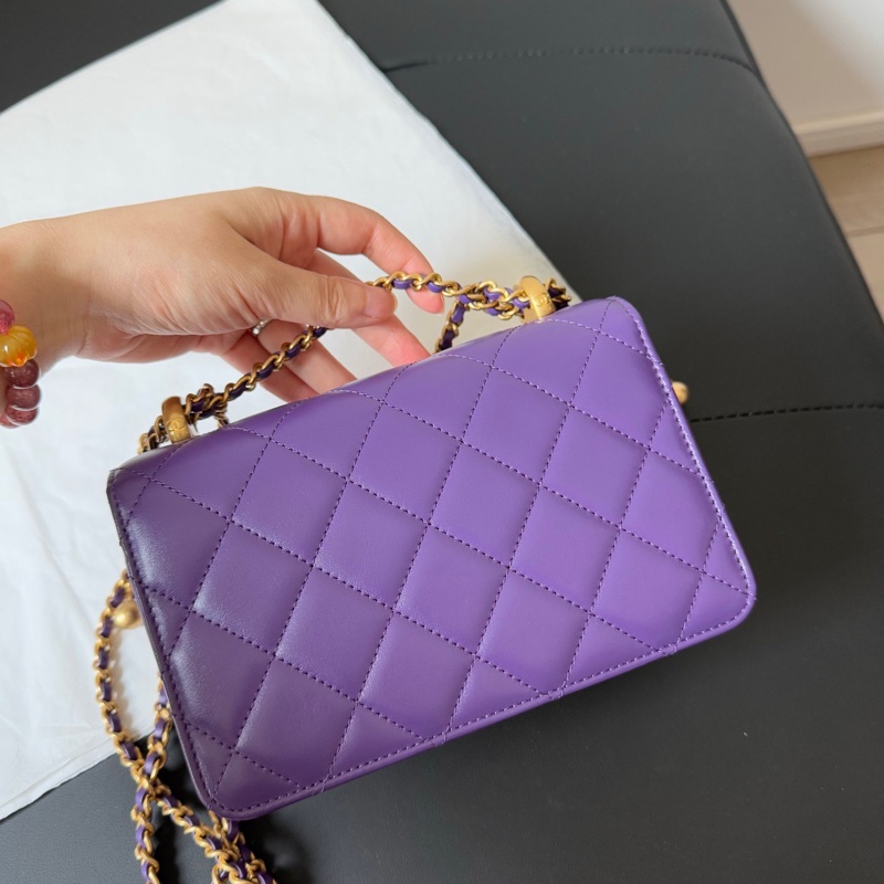 Chanel 雙金珠 雙金球 19cm 紫色💜 新款-2