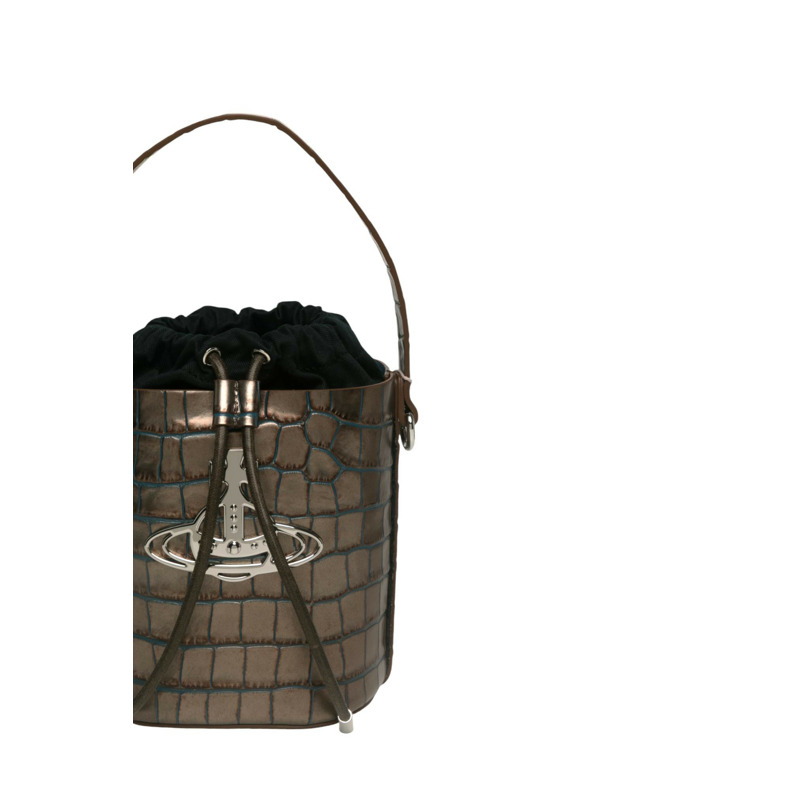 鱷魚壓紋皮革水桶袋/斜揹袋-1