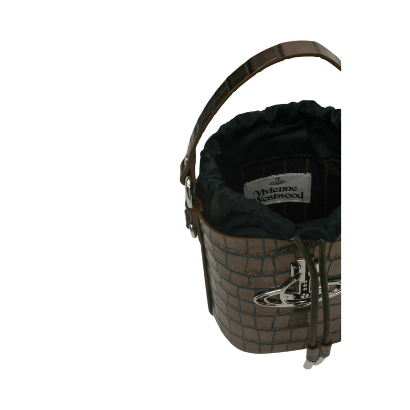 鱷魚壓紋皮革水桶袋/斜揹袋-2