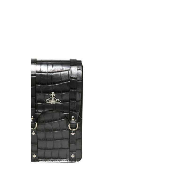 鱷魚壓紋皮革斜揹袋/手機套-1
