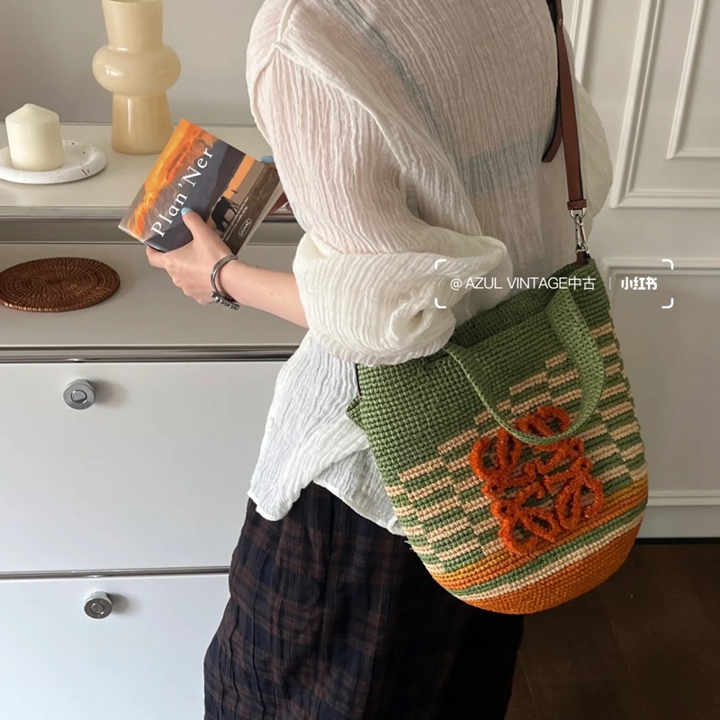 Loewe Slit 新款 草編包 斜背包 Raffia-10