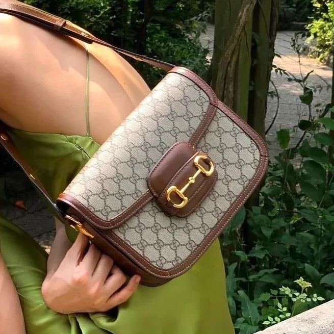 百搭明星同款😍Gucci古馳老花horsebit1955系列馬鞍包單肩斜挎包-3