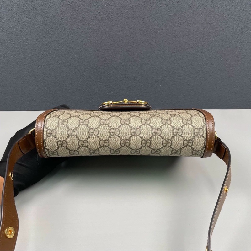 百搭明星同款😍Gucci古馳老花horsebit1955系列馬鞍包單肩斜挎包-17