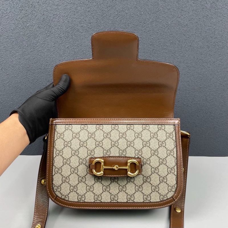 百搭明星同款😍Gucci古馳老花horsebit1955系列馬鞍包單肩斜挎包-18