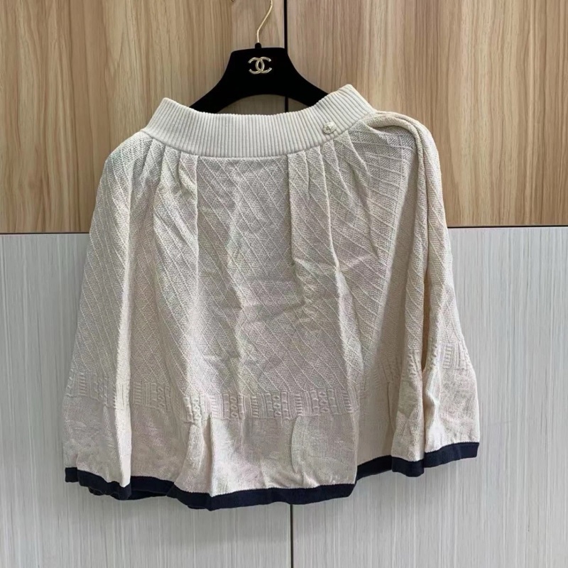 香奈兒chanel 短褲裙 38 白色棉質香奈兒露肩洋裝-1