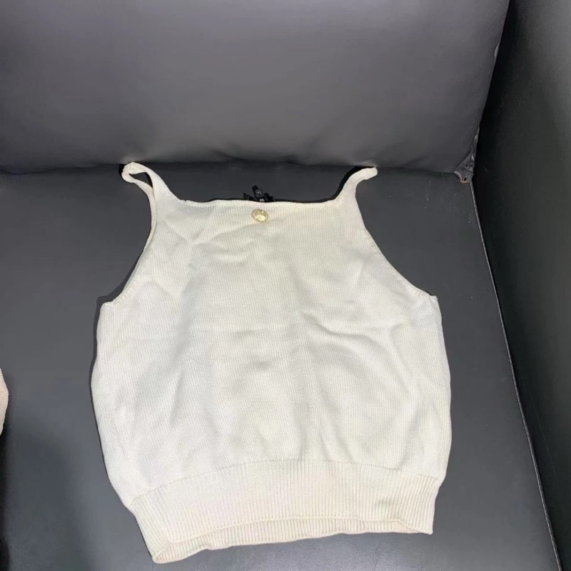 香奈兒chanel 短褲裙 38 白色棉質香奈兒露肩洋裝-4