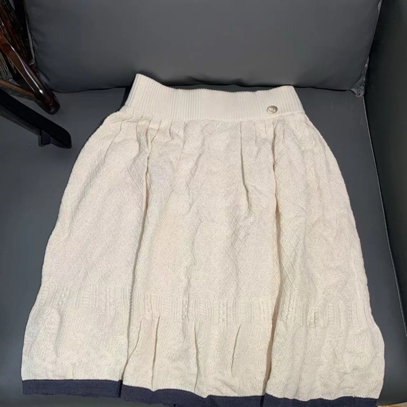 香奈兒chanel 短褲裙 38 白色棉質香奈兒露肩洋裝-5