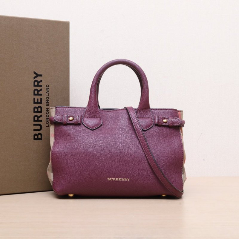 Burberry TheBanner班納小號紫色牛皮肩背包-0