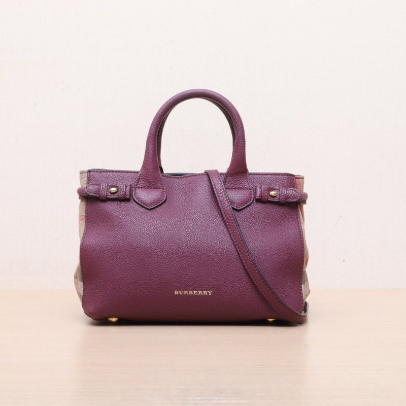 Burberry TheBanner班納小號紫色牛皮肩背包-1