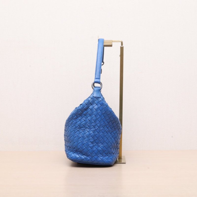 BOTTEGA VENETA 藍色羊皮鎢鋼扣編織飯盒包單肩包肩背包-3