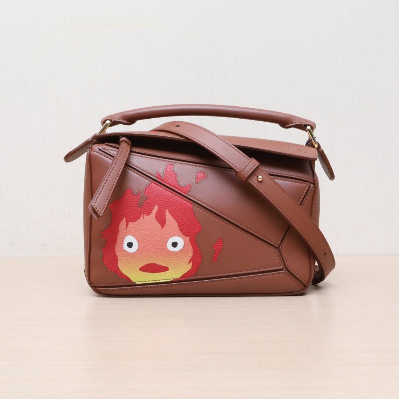 LOEWE Puzzle24幾何包小號紅棕色牛皮肩背包-1