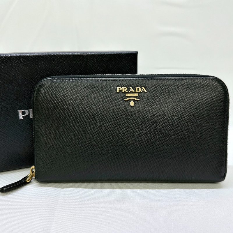 PRADA SAFFIANO 八卡皮革拉鍊長夾-0