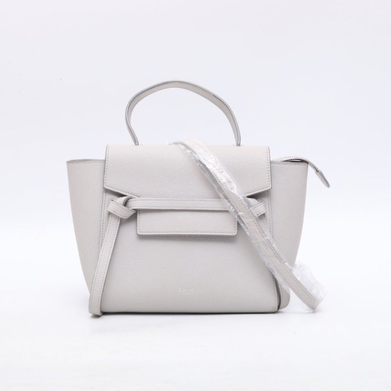 CELINE Belt鯰魚包Nano20珍珠灰牛皮銀扣肩背包-1