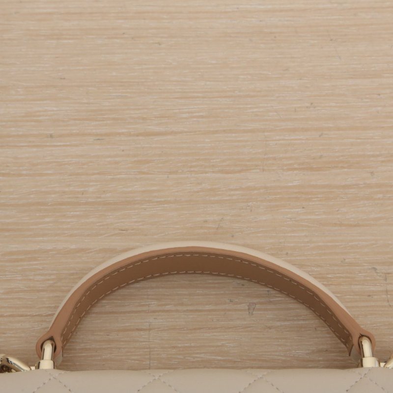 CHANEL CF手提WOC17奶茶色羊皮鐳射標淺金扣肩背包-2