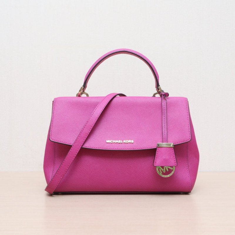 MICHAEL KORS 玫紅牛皮單肩包肩背包-0