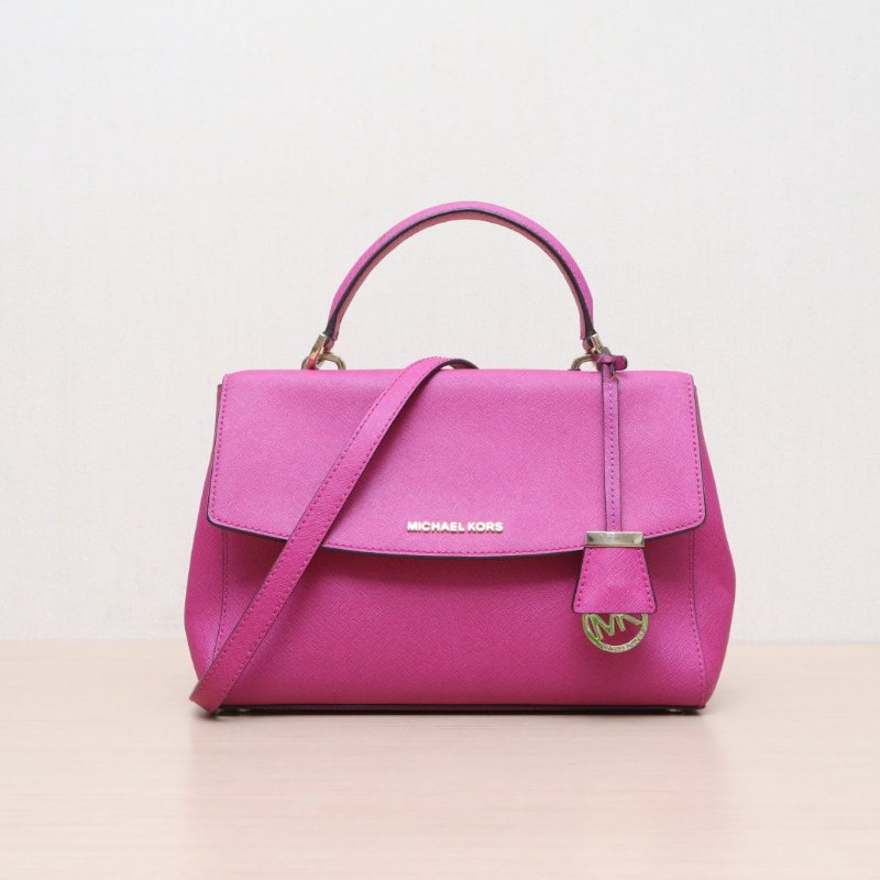 MICHAEL KORS 玫紅牛皮單肩包肩背包-1